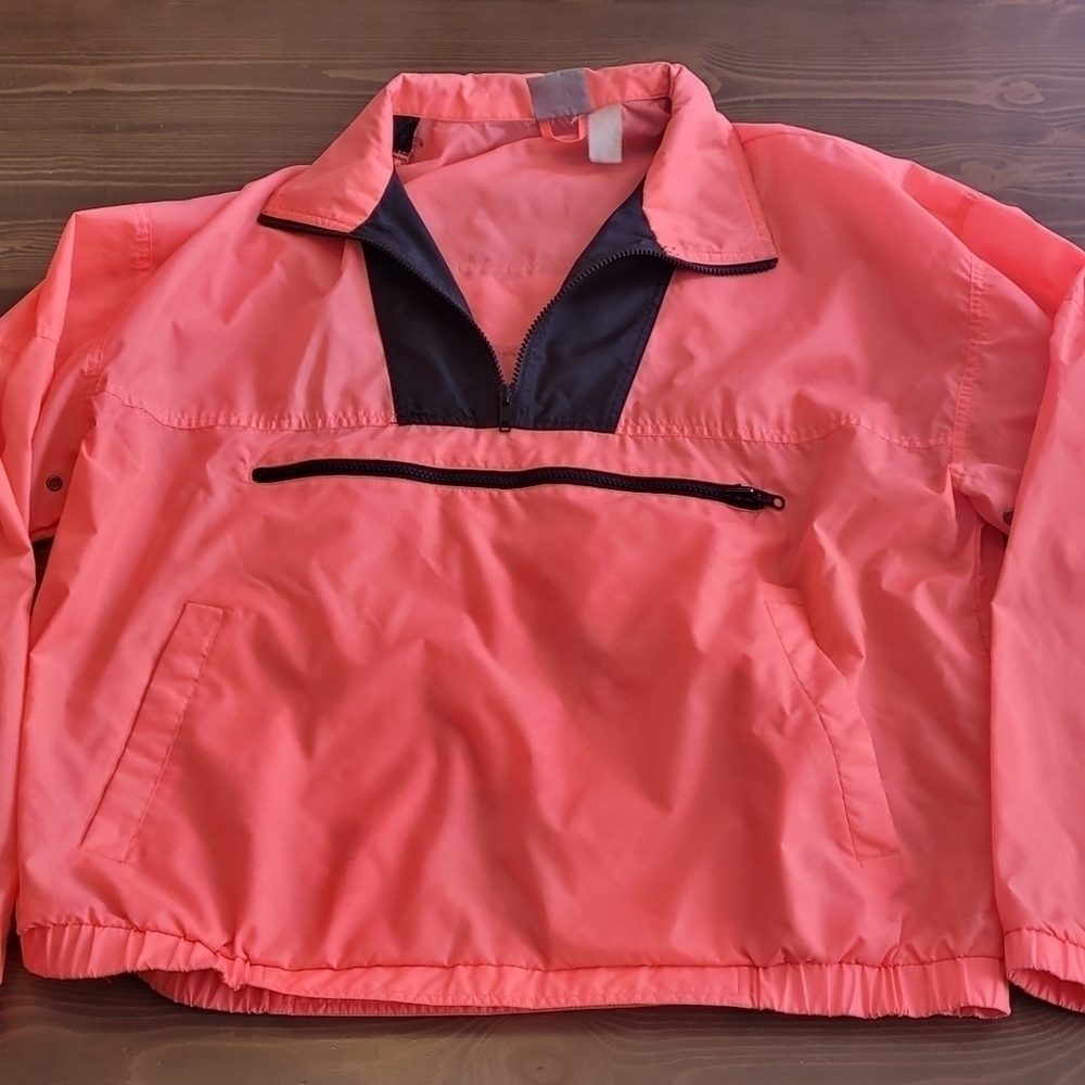 Vintage Early 90s Unisex Seattle Blues Neon Pullover Windbreaker W/ Front Pocket